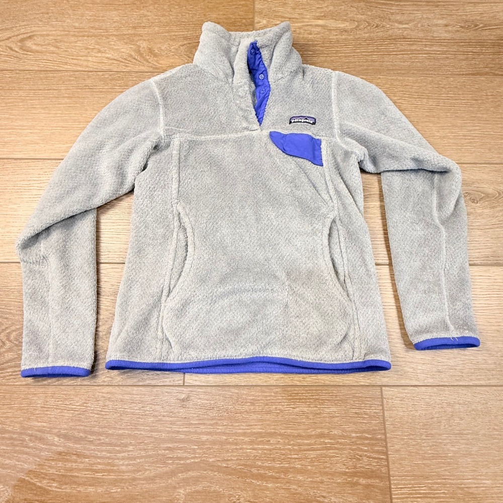 Patagonia Women's Polartec Re-Tool Quarter Snap Pullover Gray Blue XXS Cozy Warm